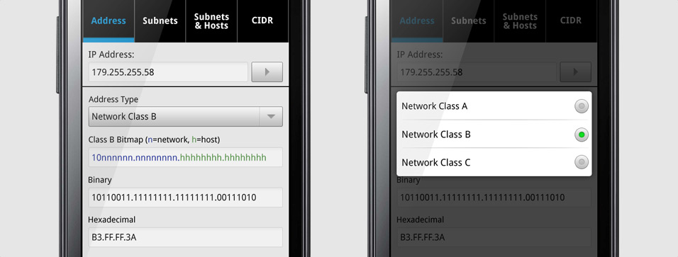 Cisco Subnet Calculator: address selector