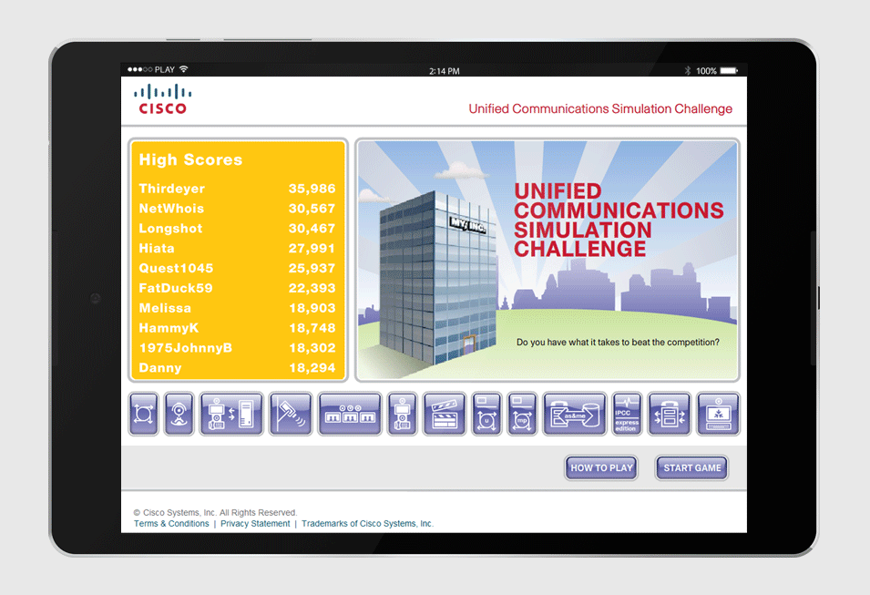 Cisco Unified Communications Game - splash screen