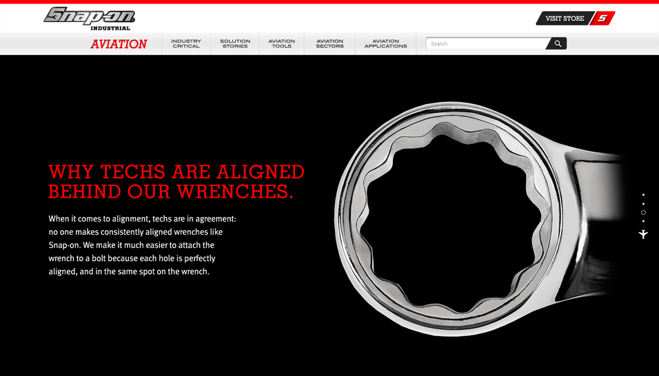 Snap-on Website: Wrench Detail Desktop Layout