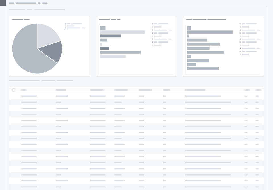 Cvent Data Visualization: Grayscale design displaying charts, bar graphs and table