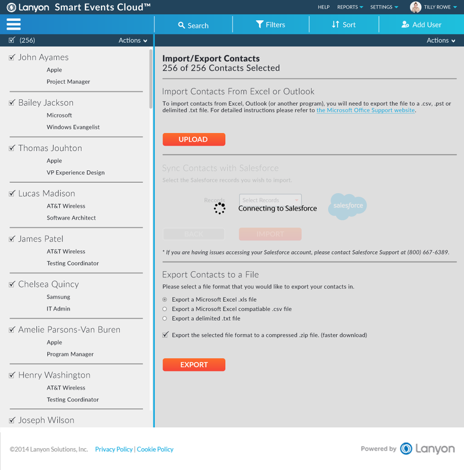 Sync contacts with Salesforce status indicator