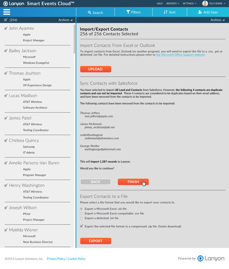 Salesforce contacts not imported status, import remaining people button hover state