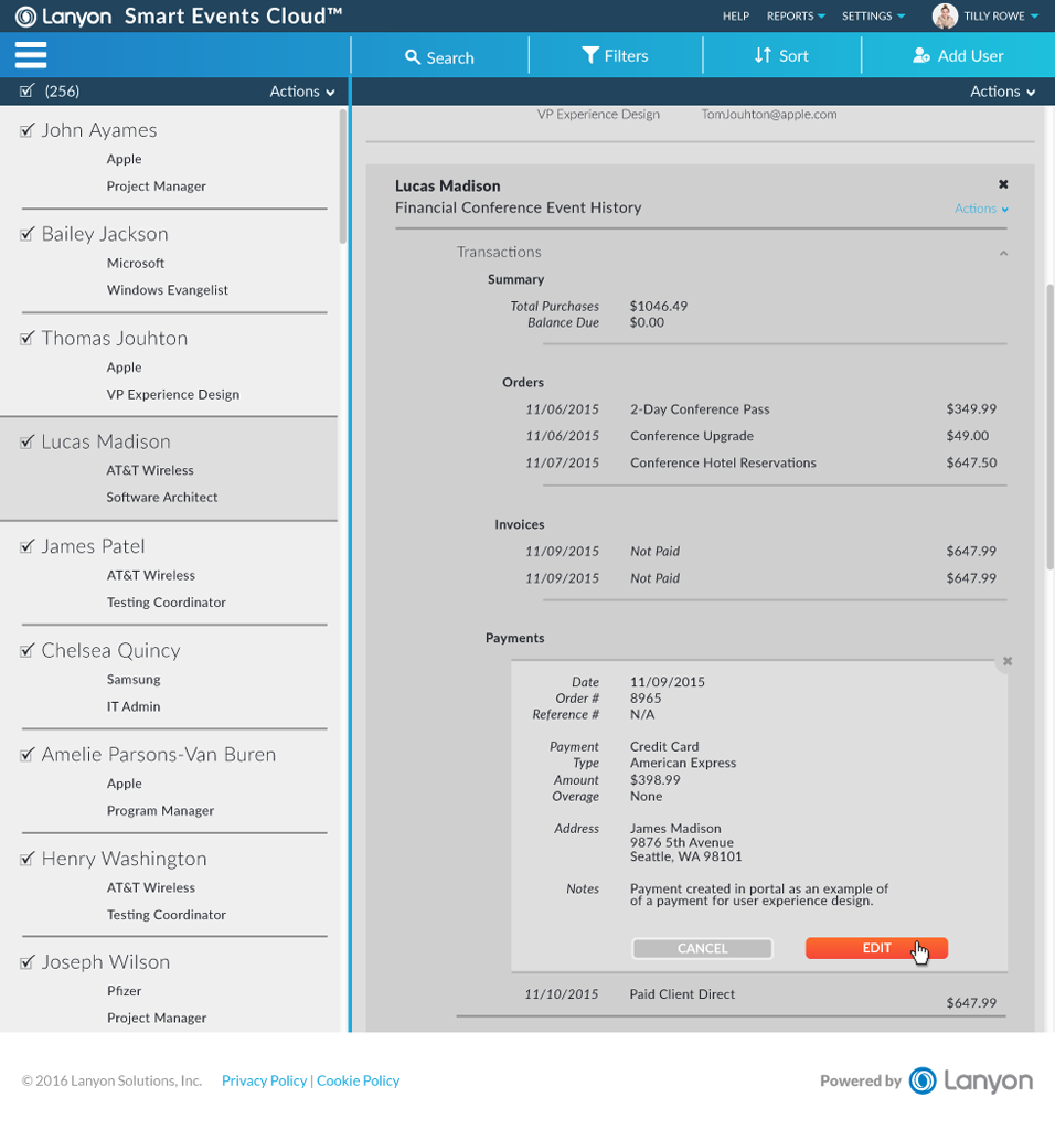 Person payment details edit button hover state