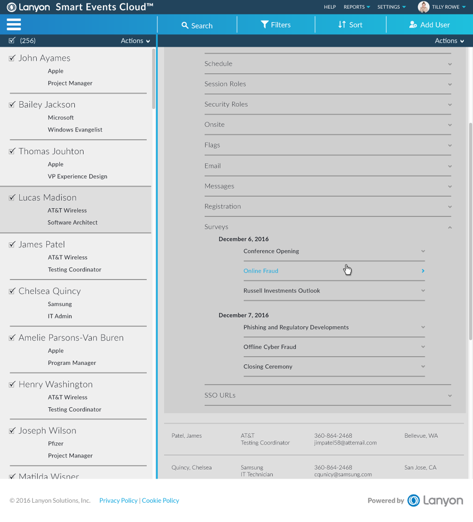 Person survey details link hover state