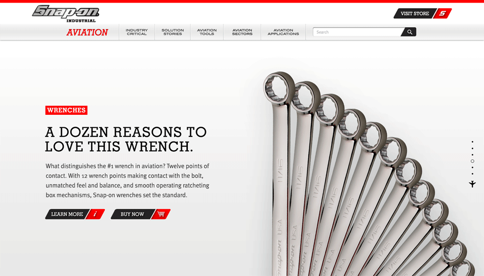 Snap-on Website: Wrench Desktop Layout