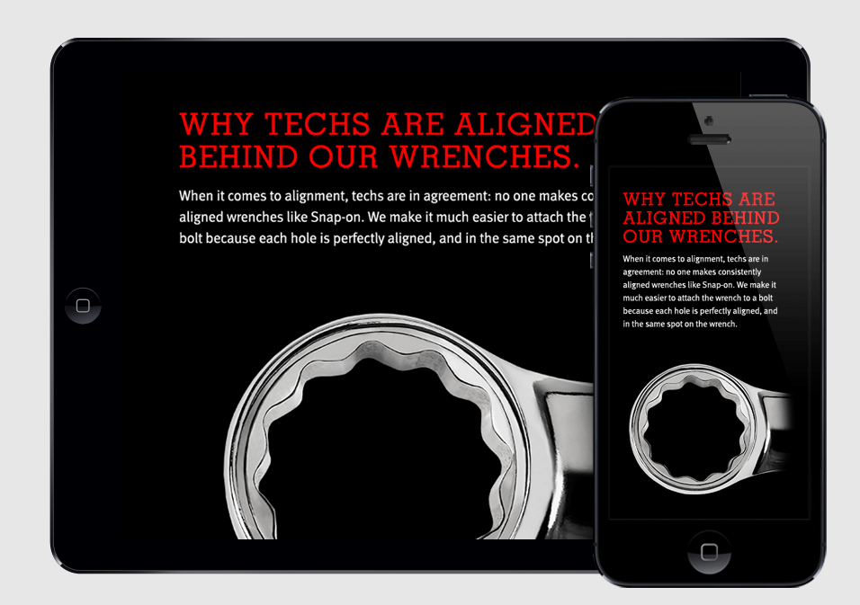 Snap-on Website: Wrench Detail Mobile Layout