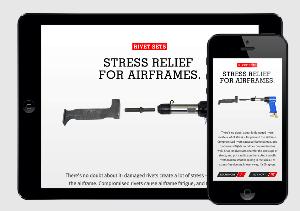 Snap-on Website: Rivet Set Mobile Layout